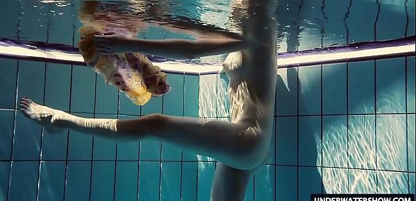  Hot big titted teen Lera swimming in the pool